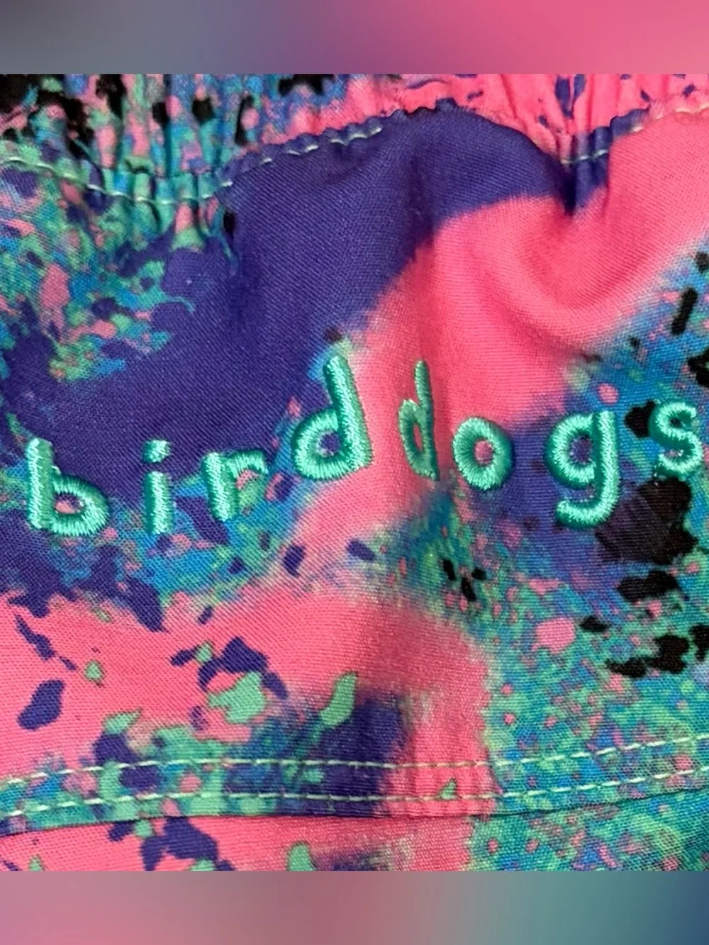 Birddogs Baysiders Built-In Boxer Brief Swim/Gym Shorts Retro Splatter Size XL
